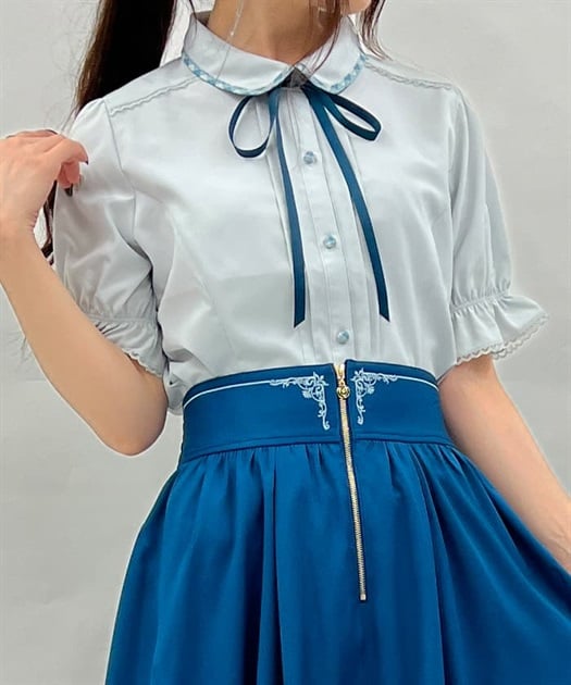 パイピング×リボン付ブラウス | レディース服・レディース