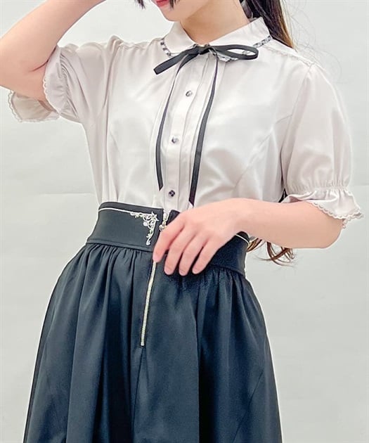パイピング×リボン付ブラウス | outlet | axes femme online shop パイピング×リボン付ブラウス | outlet | axes femme online shop