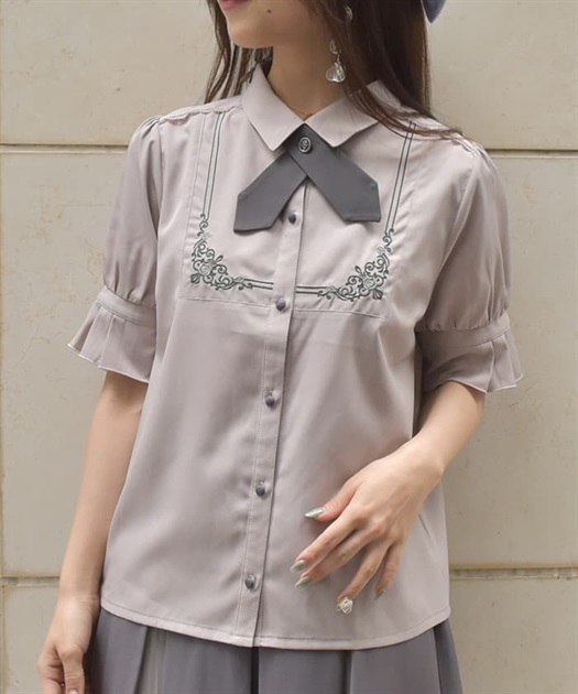 クロスタイ付き刺繍ブラウス【期間限定価格】 | outlet | axes クロスタイ付き刺繍ブラウス【期間限定価格】 | outlet | axes