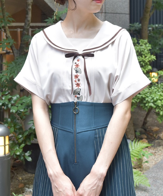 扇子×紅葉刺繍セーラーブラウス | axes femme | axes femme 扇子×紅葉刺繍セーラーブラウス | axes femme | axes femme