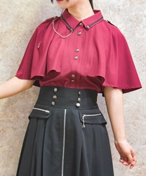 連釦×チェーン付きケープブラウス【WEB先行販売】(赤-F)