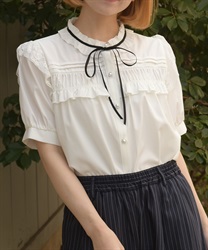 フロントギャザーブラウス【WEB先行販売】(白-F)