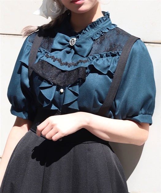 リボン×ジャボブローチブラウス