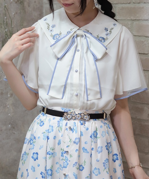 ネモフィラ刺繍ブラウス【予約】