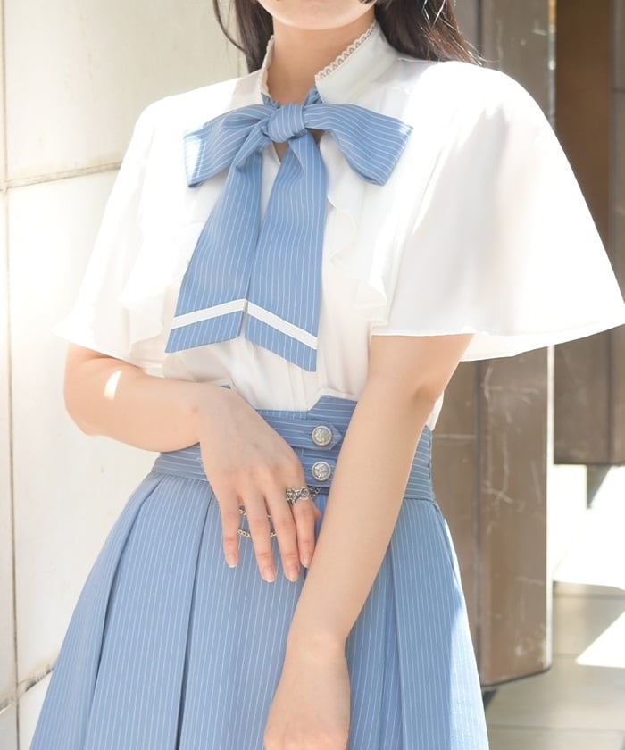 リボン×フラシ半袖ブラウス【WEB先行販売】 | axes femme | axes femme