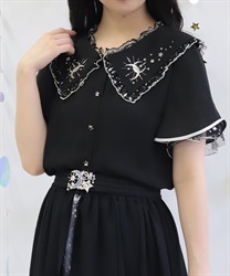 ルミナスムーン刺繍ブラウス【予約】(黒-F)