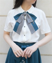 鍵×錠前モチーフリボンブラウス【WEB先行販売】(白-M)