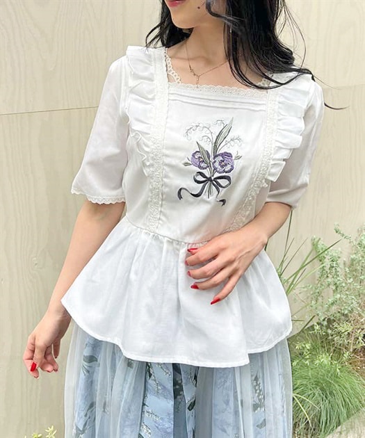 ミュゲフルール刺繍トップス | outlet | axes femme online shop