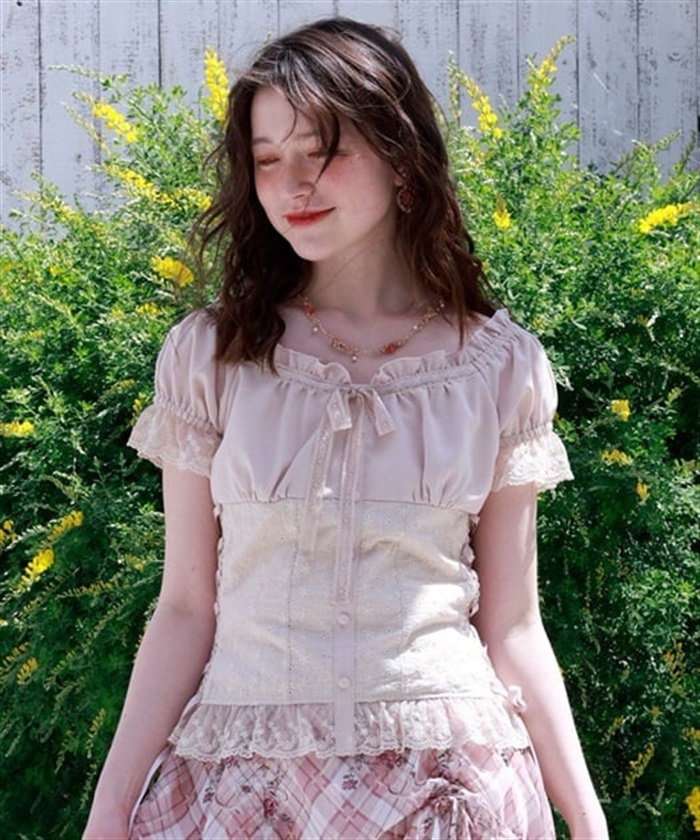 コットンレース切替トップス | 大人衣料 | axes femme online shop