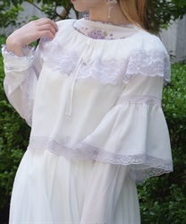 配色レース楊柳フリルブラウス【WEB先行販売】(白-F)