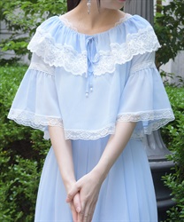配色レース楊柳フリルブラウス【WEB先行販売】