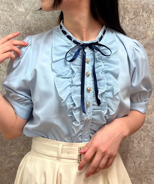 フリルデザインスタンドブラウス | outlet | axes femme online shop フリルデザインスタンドブラウス | outlet | axes femme online shop