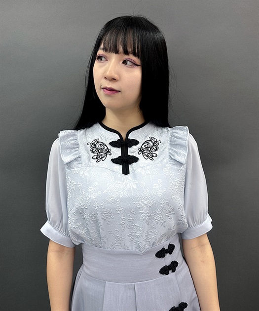 チャイナ蝶刺繍半袖ブラウス | レディース服・レディース チャイナ蝶刺繍半袖ブラウス | レディース服・レディース