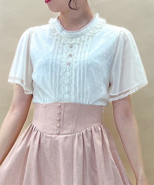 フレア袖ドットドビーブラウス | 衣料 | axes femme online shop