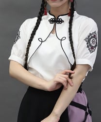 麻雀牌刺繍ブラウス(白-M)