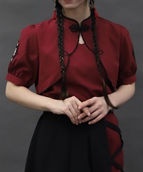 麻雀牌刺繍ブラウス(赤-M)