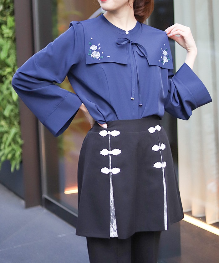 薔薇刺繍付け襟セットブラウス | レディース服・レディース