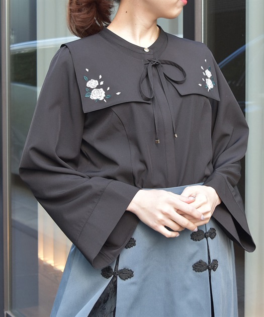 薔薇刺繍付け襟セットブラウス | レディース服・レディース 薔薇刺繍付け襟セットブラウス | レディース服・レディース