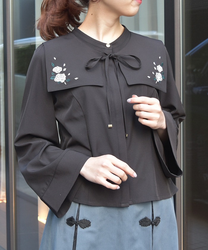 薔薇刺繍付け襟セットブラウス【期間限定価格】 | レディース服 薔薇刺繍付け襟セットブラウス【期間限定価格】 | レディース服