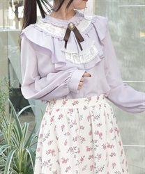 ジャボブローチ付きフリルブラウス | axes femme | axes femme ジャボブローチ付きフリルブラウス | axes femme | axes femme