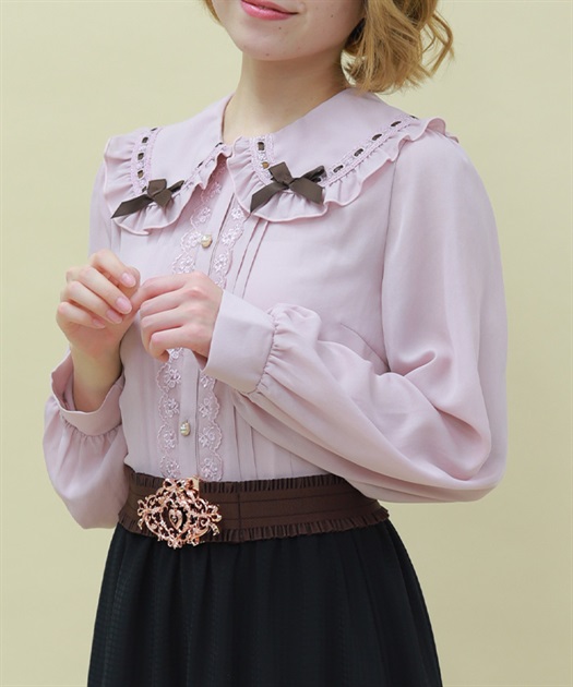 チョコレートリボン丸襟ブラウス | POETIQUE | axes femme online shop