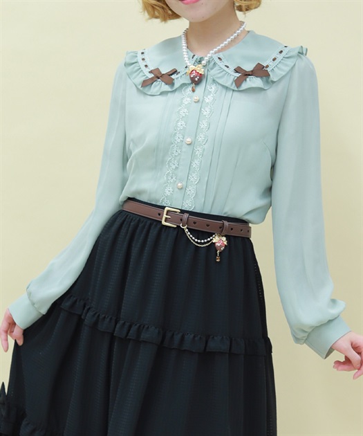 チョコレートリボン丸襟ブラウス | axes femme online shop