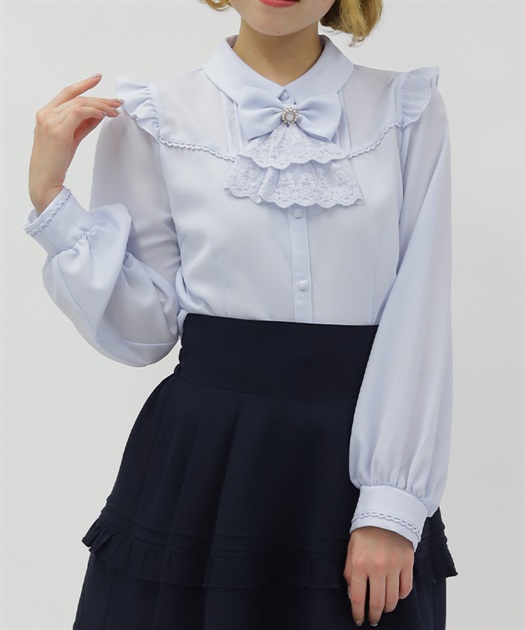 リボンジャボ付きブラウス