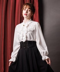 リボン×ジャボブローチ付ブラウス【予約】(生成り-M)