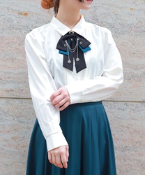 チェーン×リボン付ブラウス【WEB先行販売】(白-M)