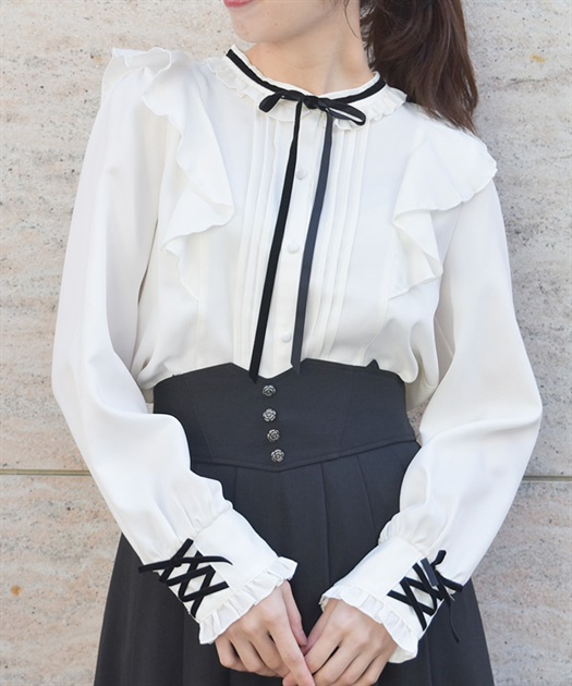 レースアップカフスブラウス | axes femme online shop