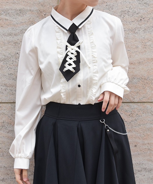 【1/4までお値下げ中】✻axes✻ブラウス　✻BerryMori✻スカート レースアップタイ付ブラウス | axes femme online shop