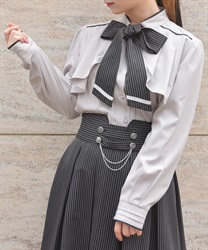 リボン×フラシデザインブラウス(グレー-F)