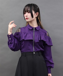 フロントファスナーブラウス(パープル-M)