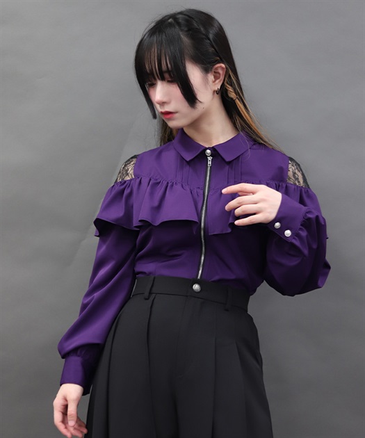 フロントファスナーブラウス