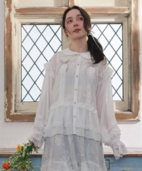 ブルゾン風フリルシアブラウス【予約】(白-F)