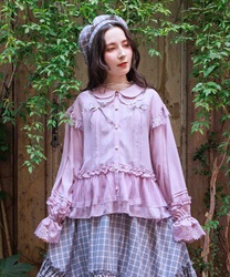 ブルゾン風フリルシアブラウス【予約】(ピンク-F)