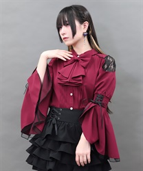 フリルリボンフレア袖ブラウス【WEB先行販売】