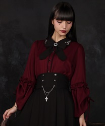 十字架刺繍タイ付ブラウス【WEB先行販売】(ワイン-M)