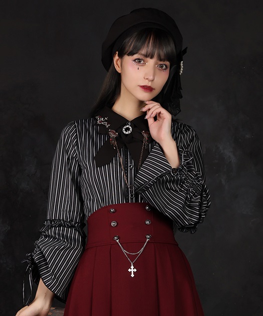 十字架刺繍タイ付ブラウス【WEB先行販売】