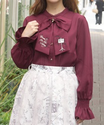 音楽刺繍リボンブラウス【WEB先行販売】(ワイン-F)