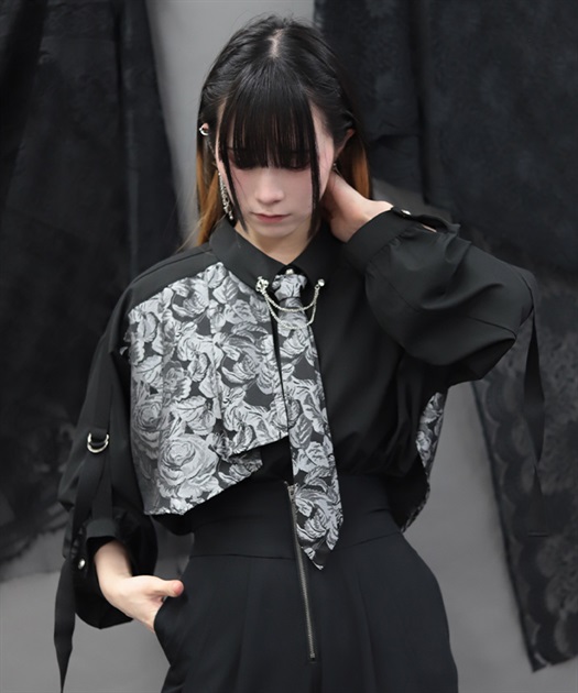 異素材デザインタイ付シャツ