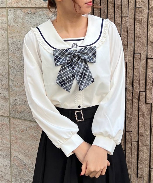チェックリボン付セーラーブラウス | 衣料 | axes femme online shop チェックリボン付セーラーブラウス | 衣料 | axes femme online shop