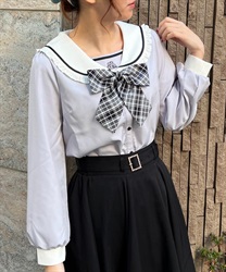 チェックリボン付セーラーブラウス | 衣料 | axes femme online shop チェックリボン付セーラーブラウス | 衣料 | axes femme online shop