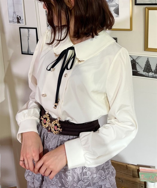 リボン付ダブルボタンブラウス | outlet | axes femme online shop
