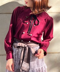 リボン付ダブルボタンブラウス | outlet | axes femme online shop リボン付ダブルボタンブラウス | outlet | axes femme online shop