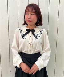 キャットシルエット刺繍ブラウス | outlet | axes femme online shop