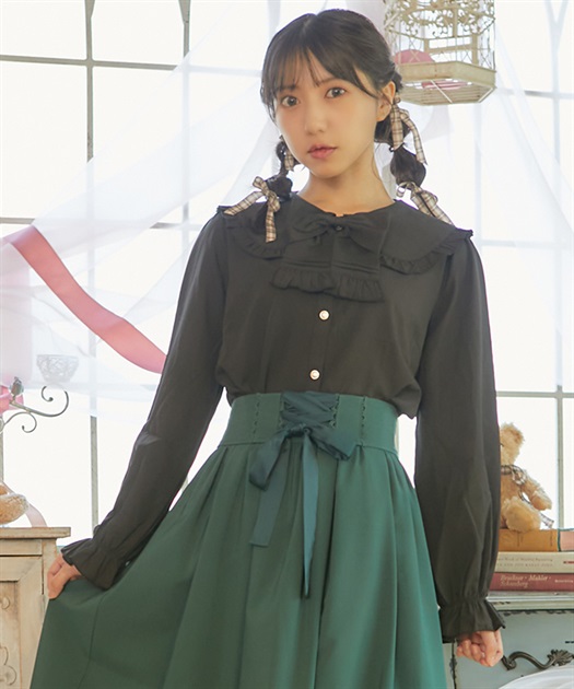 ピンタックリボン丸襟ブラウス | outlet | axes femme online shop ピンタックリボン丸襟ブラウス | outlet | axes femme online shop