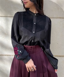 袖刺繍×ヨークレースブラウス | レディース服・レディース