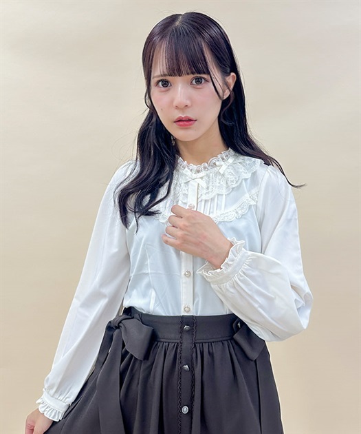 リボン襟フリルブラウス | outlet | axes femme online shop リボン襟フリルブラウス | outlet | axes femme online shop