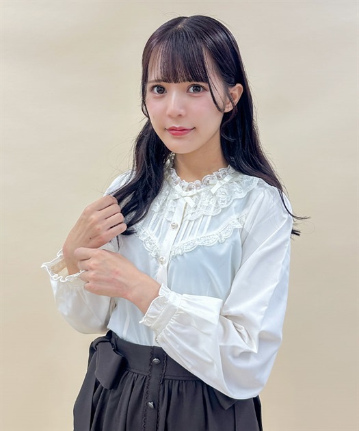 リボン襟フリルブラウス | outlet | axes femme online shop リボン襟フリルブラウス | outlet | axes femme online shop